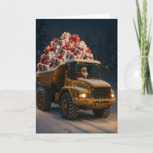 Carte de Noël avec le Père Noël et un tombereau pl