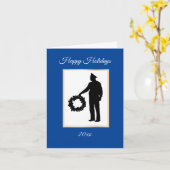 Carte de Noël avec le Silhouette d'un Policier et (Fleur jaune)