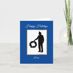 Carte de Noël avec le Silhouette d'un Policier et