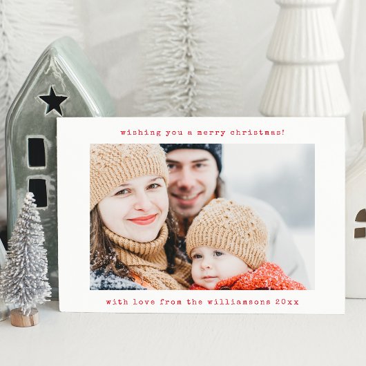 Carte de Noël avec machine à écrire rétro minimali