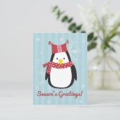 Carte de Noël avec manchot mignon (Debout devant)