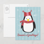 Carte de Noël avec manchot mignon (Devant / Derrière)