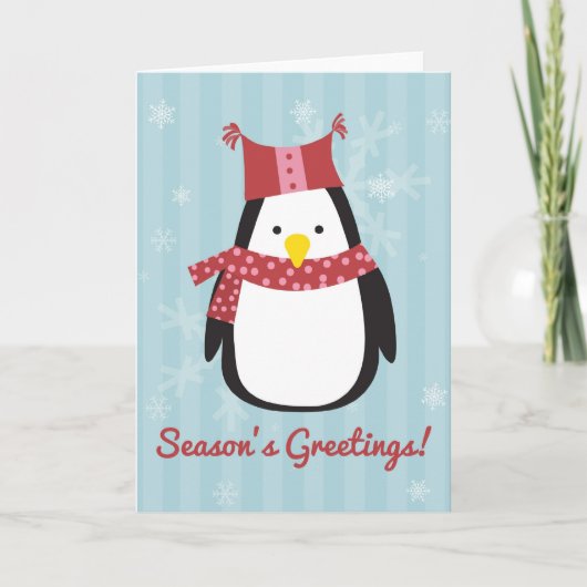 Carte de Noël avec manchot mignon (Devant)