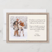 Carte de Noël avec message au dos en vichy marron (Dos)