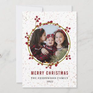 Carte de Noël avec motifs botaniques modernes
