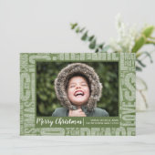 Carte de Noël avec mots de Noël et paillettes vert (Debout devant)