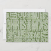 Carte de Noël avec mots de Noël et paillettes vert (Dos)