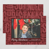 Carte de Noël avec mots en paillettes rouges pour  (Devant / Derrière)