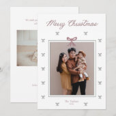 Carte de Noël avec nœud de ruban délicat (Devant / Derrière)