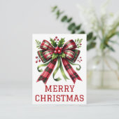 Carte de Noël avec nœud et ruban coquette (Debout devant)