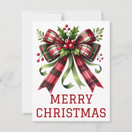 Carte de Noël avec nœud et ruban coquette (Devant)