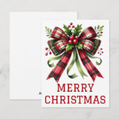 Carte de Noël avec nœud et ruban coquette (Devant / Derrière)
