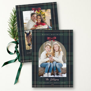 Carte de Noël avec nœud papillon et carreaux tarta