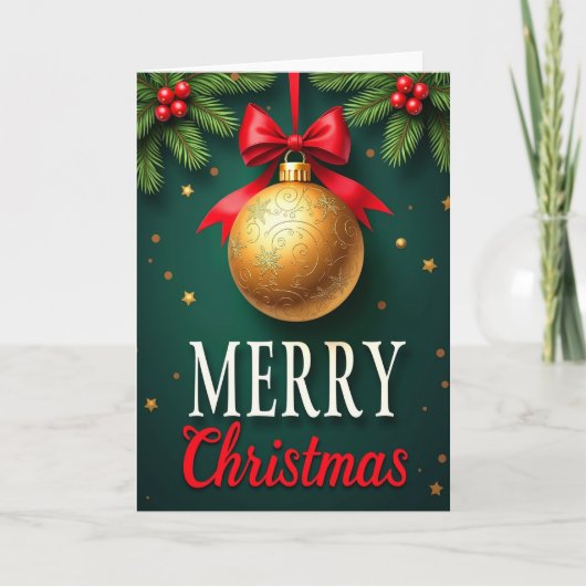 Carte de Noël avec ornement doré (Devant)