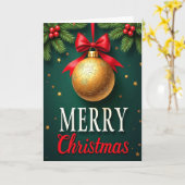 Carte de Noël avec ornement doré (Fleur jaune)