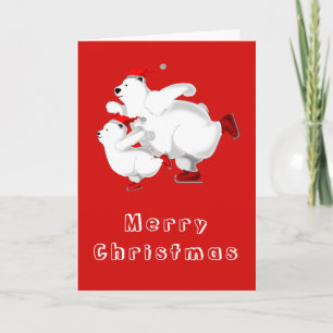 Carte de Noël avec ours de patinage Famille