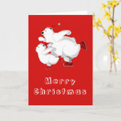Carte de Noël avec ours de patinage Famille (Fleur jaune)