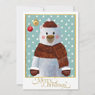 Carte de Noël avec Ours Polaire et Joyeux Noël