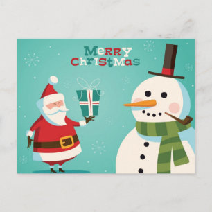 Carte de Noël avec Père Noël et snowman