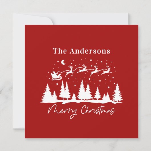 Carte de Noël avec père Noël et traîneau de rennes (Devant)