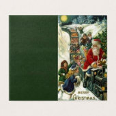 Carte de Noël avec Père Noël sur un train de jouet (Outside Unfolded)