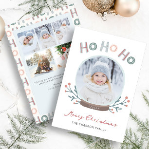 Carte de Noël avec photo dans un globe de neige