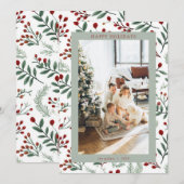 Carte de Noël avec photo de baie de houx (Devant / Derrière)