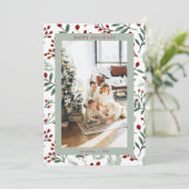 Carte de Noël avec photo de baie de houx (Debout devant)