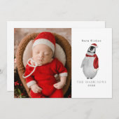 Carte de Noël avec photo de bébé manchot pour les (Devant / Derrière)