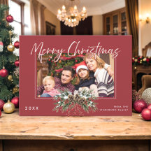 Carte de Noël avec photo de famille aux pommes de