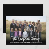 Carte de Noël avec photo de famille joyeuse (Devant / Derrière)