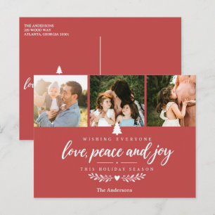 Carte de Noël avec photo de famille Love Peace et
