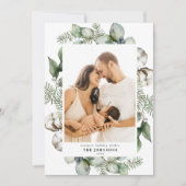 Carte de Noël avec photo de feuillage de Noël de f (Devant)