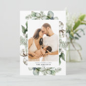 Carte de Noël avec photo de feuillage de Noël de f (Debout devant)