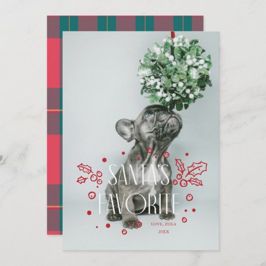 Carte de Noël avec photo de l'animal préféré du Pè (Devant / Derrière)