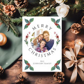 Carte de Noël avec photo de Noël de verdure hivern
