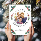 Carte de Noël avec photo de Noël de verdure hivern