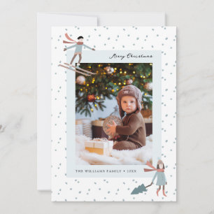 Carte de Noël avec photo de Noël enneigé