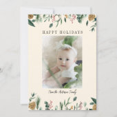 Carte de Noël avec photo de verdure enneigée en hi (Devant)