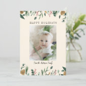 Carte de Noël avec photo de verdure enneigée en hi (Debout devant)