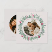 Carte de Noël avec photo de verdure hivernale (Devant / Derrière)