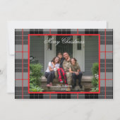 Carte de Noël avec photo en flanelle grise rustiqu (Devant)