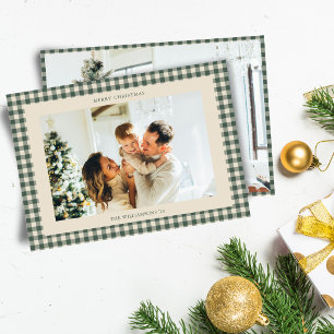 Carte de Noël avec photo horizontale à carreaux Gr