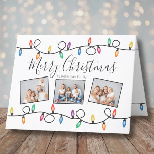 Carte de Noël avec Photos de Lumières de Fêtes