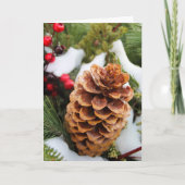 Carte de Noël avec Pinecone et neige (Devant)