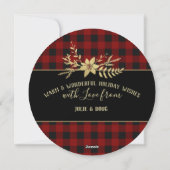 Carte de Noël avec plaid Buffalo et couronne dorée (Dos)