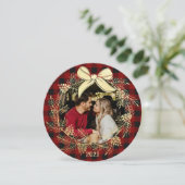 Carte de Noël avec plaid buffle et couronne dorée (Debout devant)