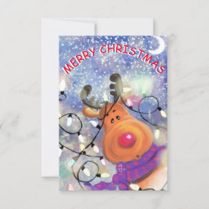 Carte de Noël avec Rindeer heureux