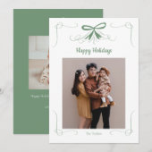 Carte de Noël avec ruban à nœud dessiné à la main (Devant / Derrière)