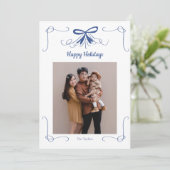 Carte de Noël avec ruban à nœud marine (Debout devant)